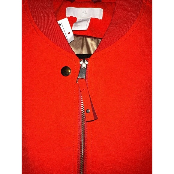 H&M Red Orange Bomber Jacket Size 14, NWT - Picture 3 of 6